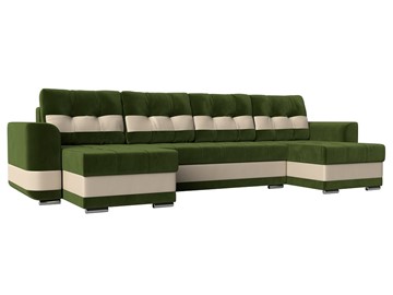 П-образный диван Честер, Зеленый/бежевый (вельвет/экокожа) в Сыктывкаре