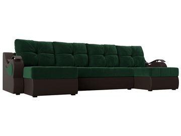 П-образный диван Меркурий П, Зеленый\Коричневый (Велюр\Экокожа) в Сыктывкаре