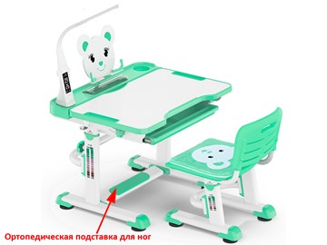 Растущий стол и стул Mealux EVO BD-04 Teddy New XL, с лампой, green, зеленая в Сыктывкаре