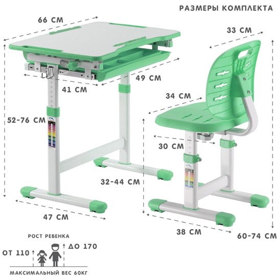 Комплект растущей мебели SET Holto-2 зеленый в Сыктывкаре - изображение 7