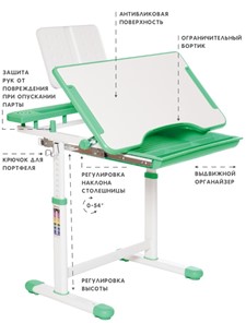 Растущие парта + стул SET HOLTO-17А, зеленый в Сыктывкаре - предосмотр 5