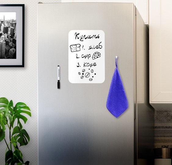 Доска магнитно-маркерная на холодильник BRAUBERG, 30х21 см с маркером, магнитом и салфеткой в Сыктывкаре - изображение 2